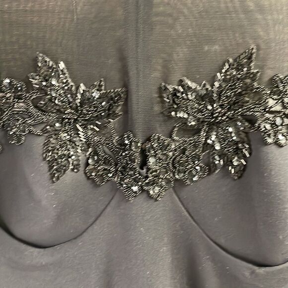 Ladies Black Goth Cocktail Dress, Vintage, Black, Sheer, Bell Sleeves - Picture 6 of 12